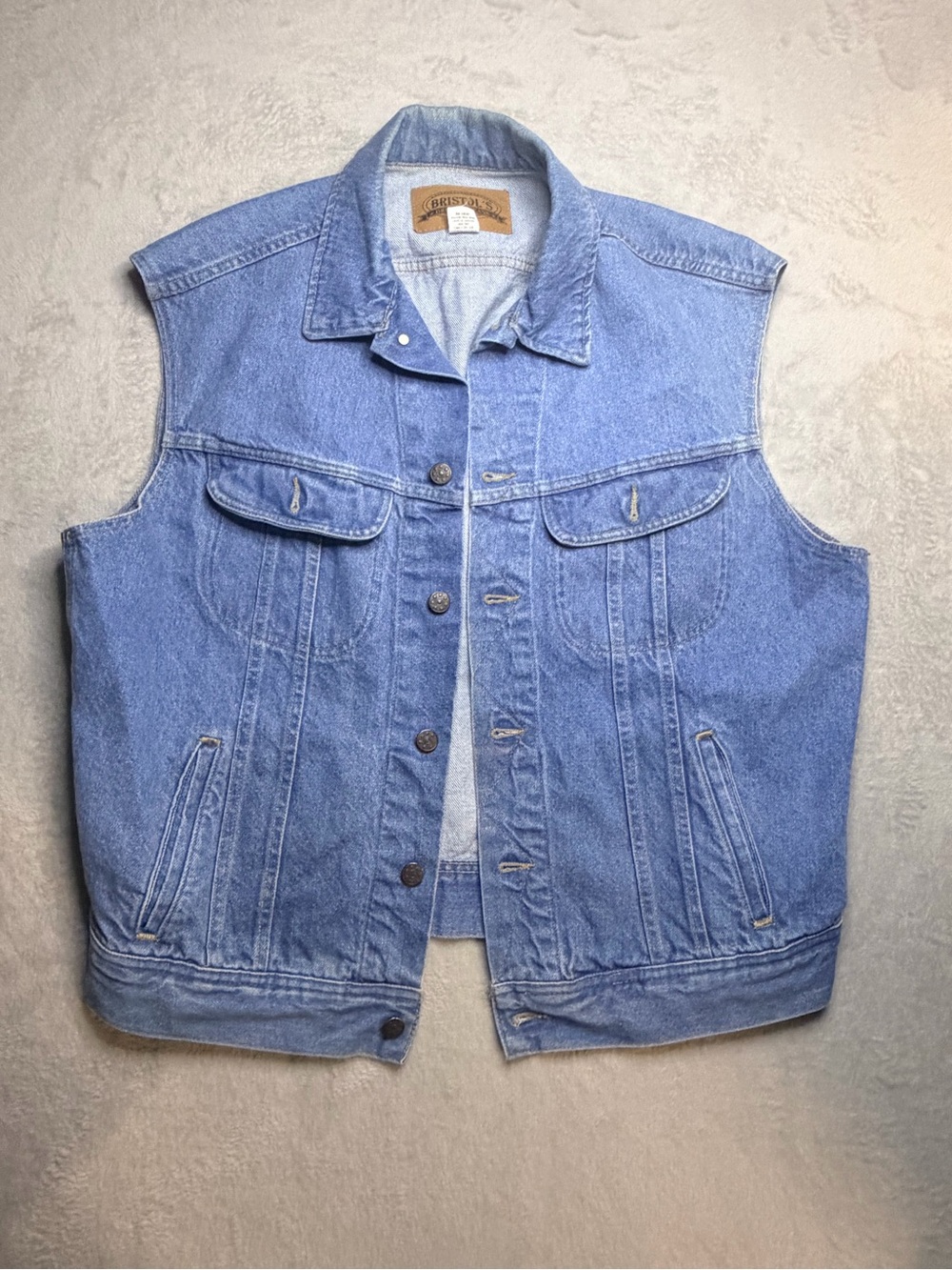 Men's Light Wash Denim Vest - Classic Sleeveless Trucker Jacket